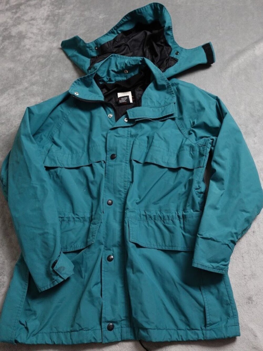 REI Waterproof Raincoat Hooded Jacket Men's Small Tall Teal Green Vintage Coat!